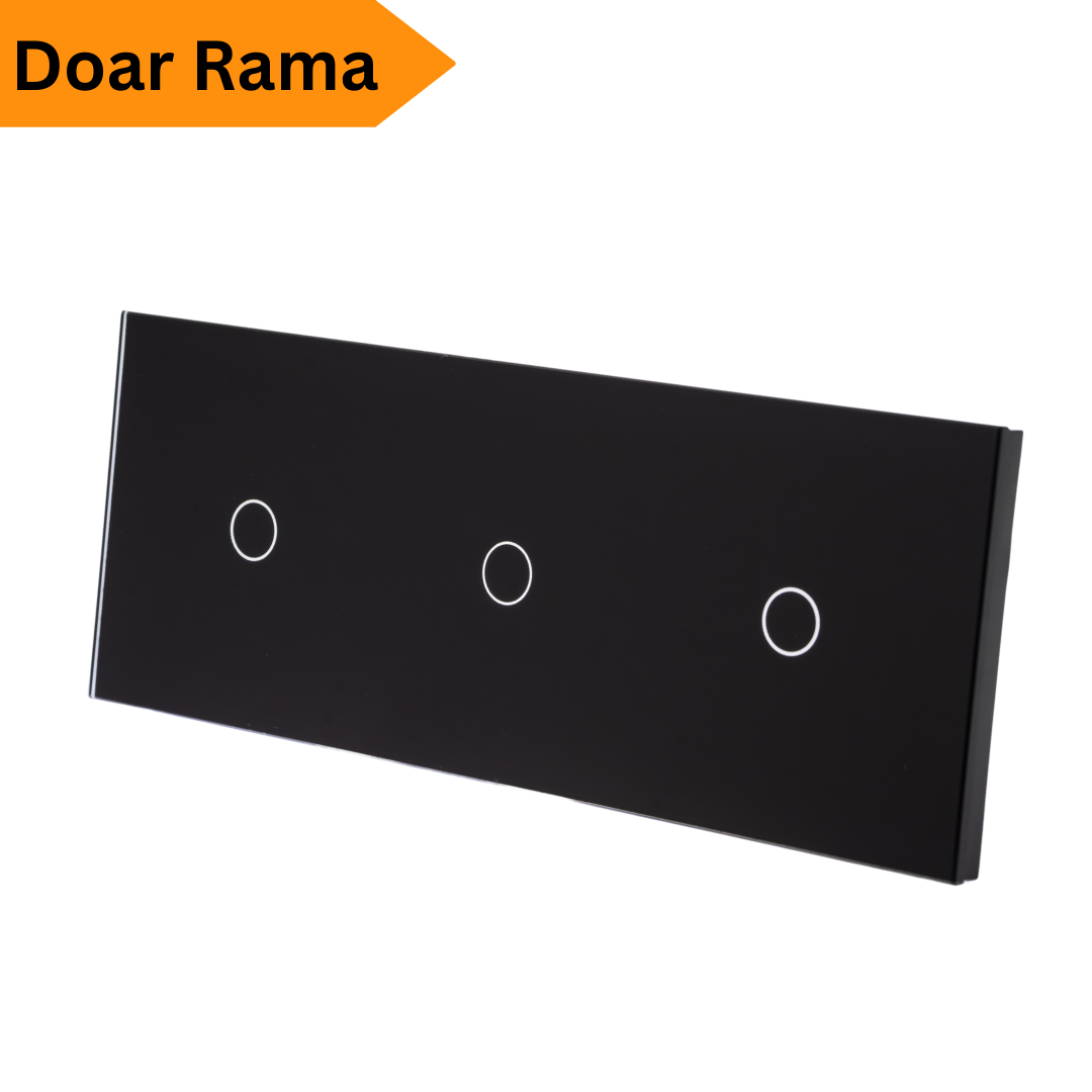 Rama intrerupator Sticla, Modular 1+1+1 buton, Tuya©